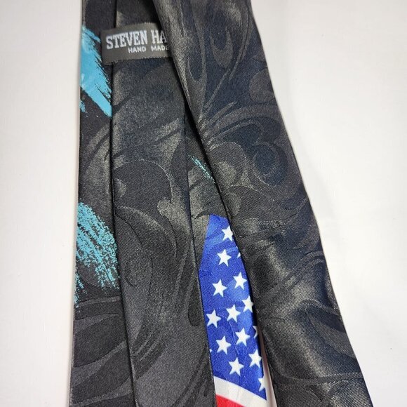 Steven Harris American Flag Bald Eagle Patriotic Necktie Men's Stars and Stripes - Picture 6 of 8